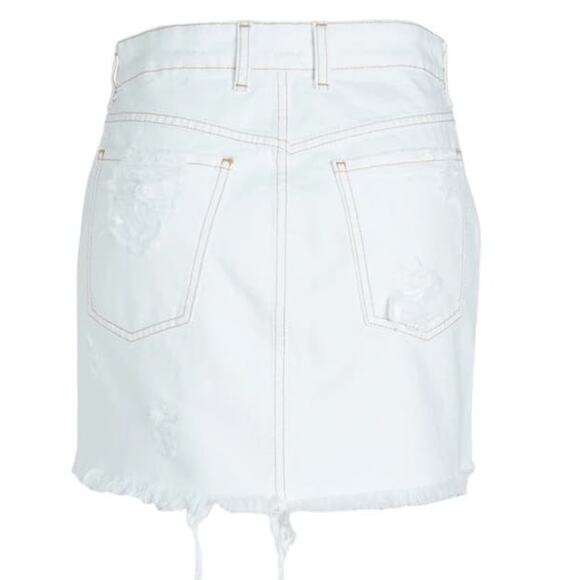 Ser.O.Ya Alli Distressed Mini Denim Skirt Optic White Arizona Size 24 NEW - Picture 2 of 11